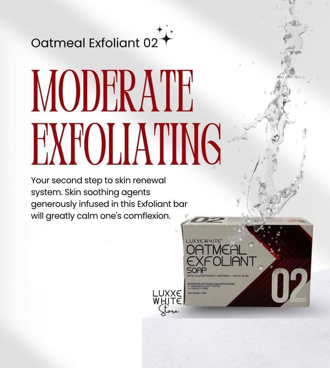 02 Luxxe White Oatmeal Exfoliant Soap – Step 2 Skin Renewal System